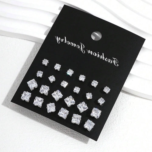 12 Pairs Of Luxurious, Simple, Shiny, And Caring Zirconia Decorative