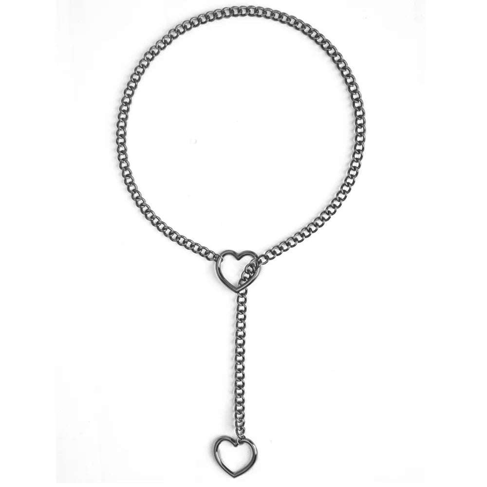 Heart Slip Chain Necklace For Women Fashion Punk Rock Goth Choker
