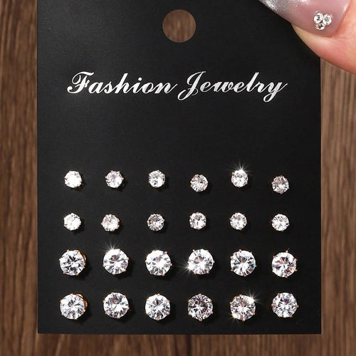 12 Pairs Of Luxurious, Simple, Shiny, And Caring Zirconia Decorative