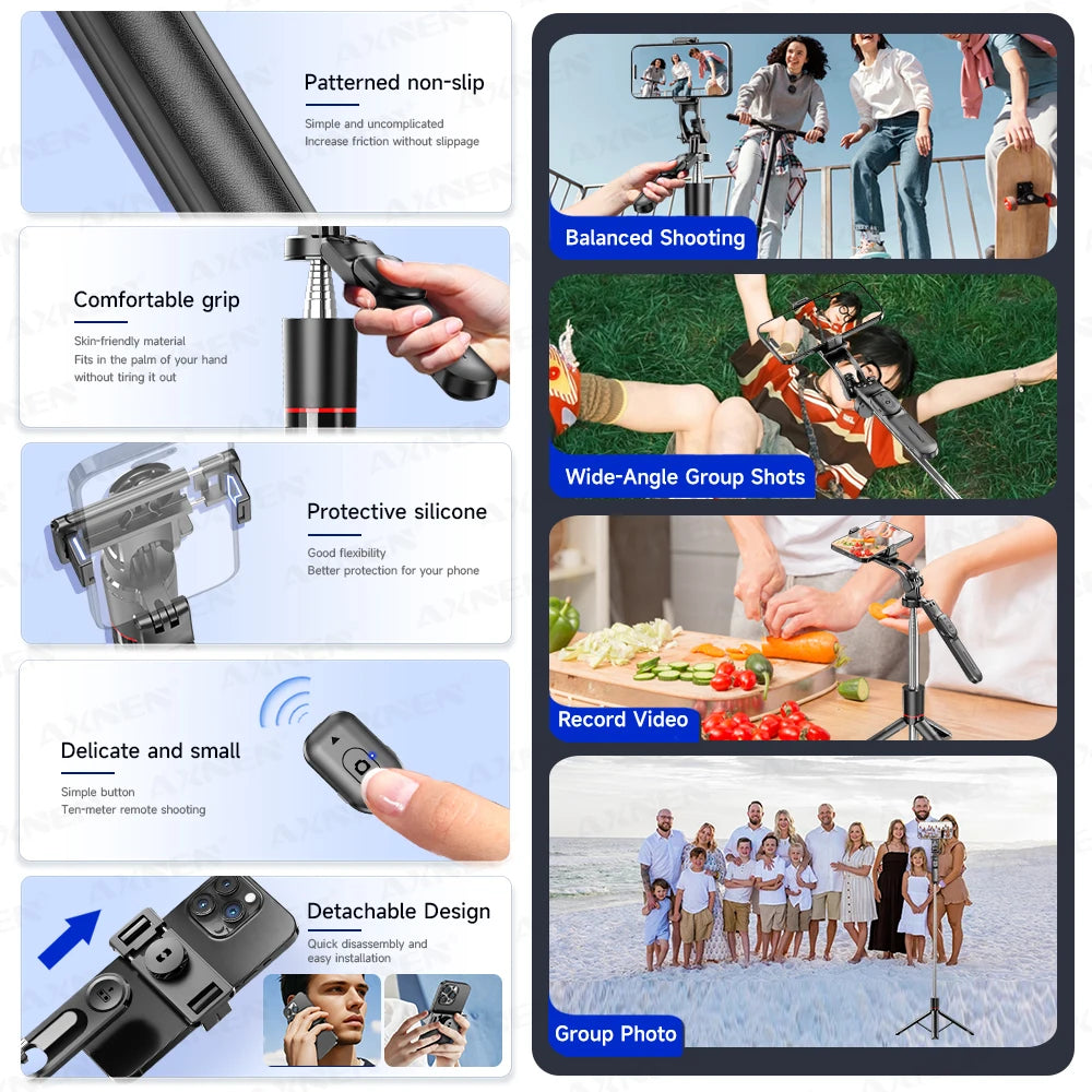 F16 Selfie Stick Tripod with 1708mm Long 8-Section Pole, Bluetooth