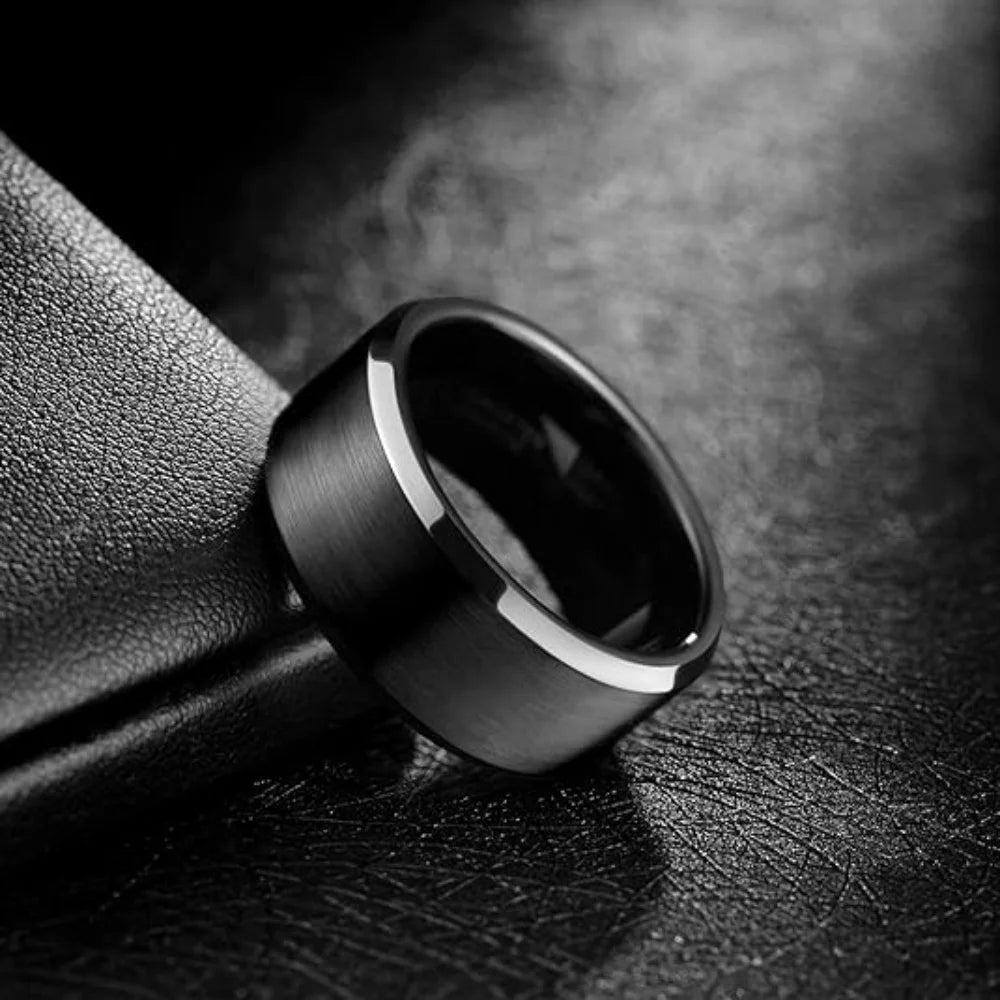 Stainless Steel Rings for Men, Colors: Black Golden Silvery Color, US