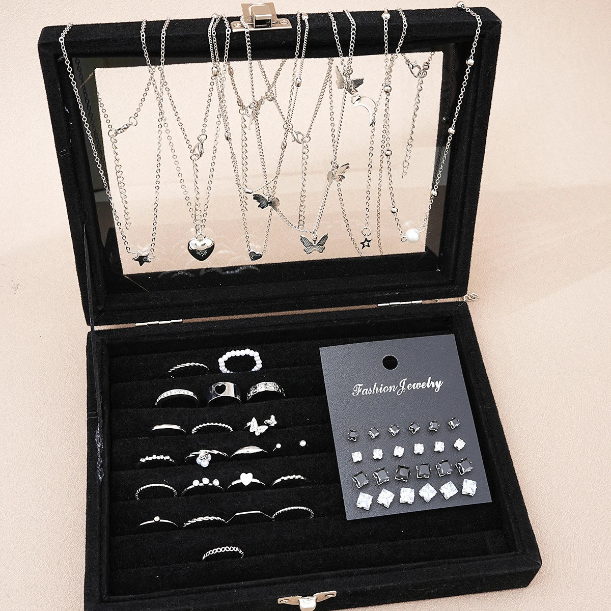 51 Pcs/Set Silver Color Chic Jewelry Set For Women Fashion Butterfly