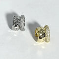 2 Pcs Rhinestones Double Layered C-shaped Non-pierced  Gold and Silver