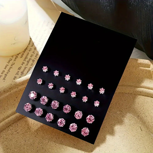 12 Pairs Of Luxurious, Simple, Shiny, And Caring Zirconia Decorative