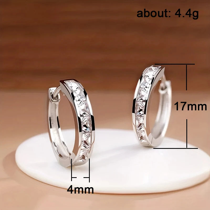 Huitan Classic Design Women Hoop Earrings Full with Princess Square CZ
