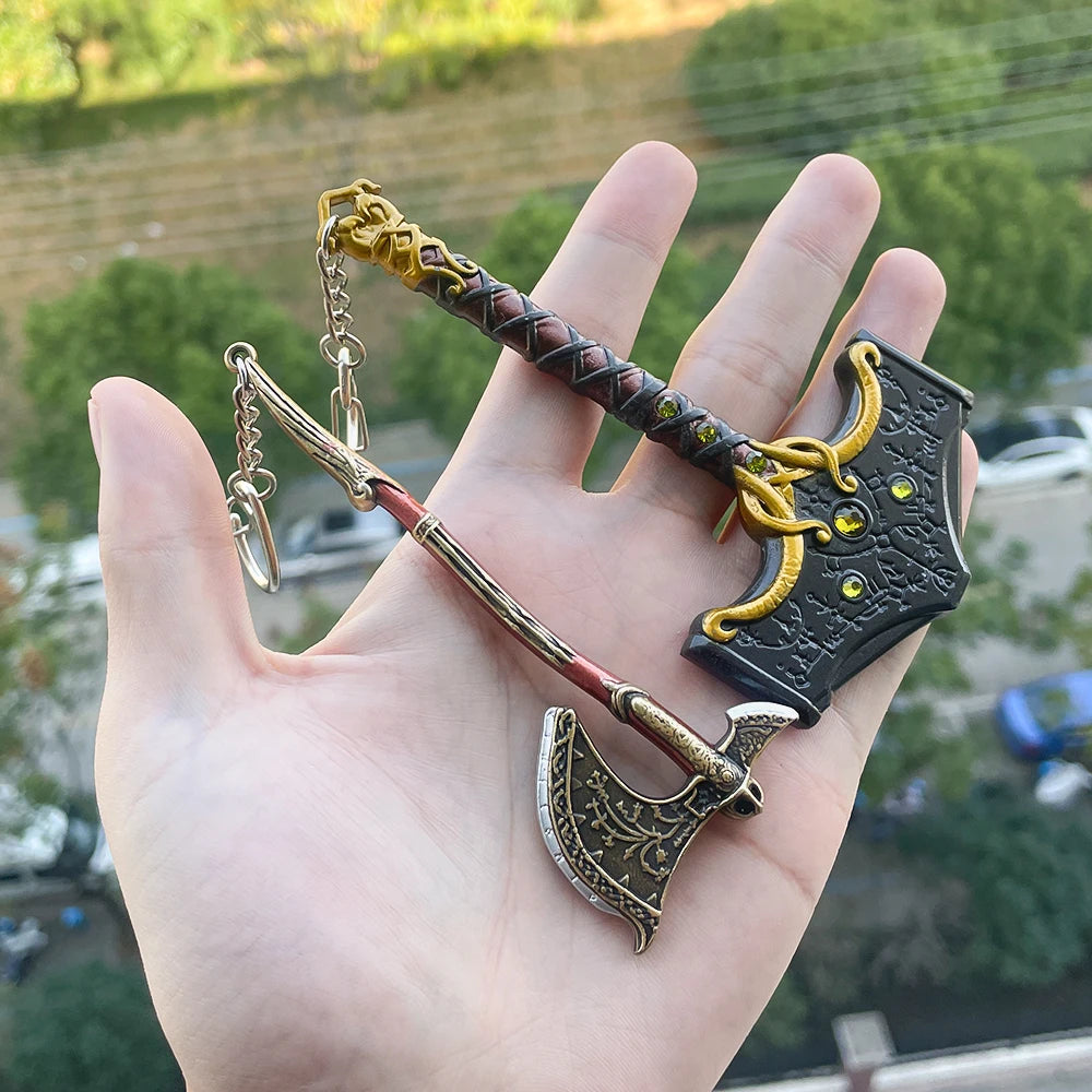 New God of War 5 Ragnarok Keychain Thor's Hammer Mjolnir Key Chain