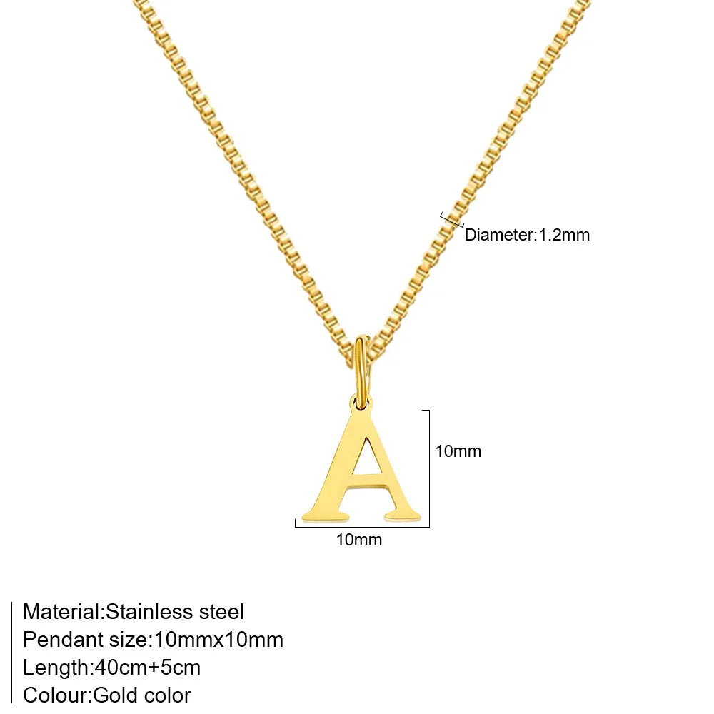 A-Z Initial Necklace 18K Gold Plated Necklace Cute Letter Stainless