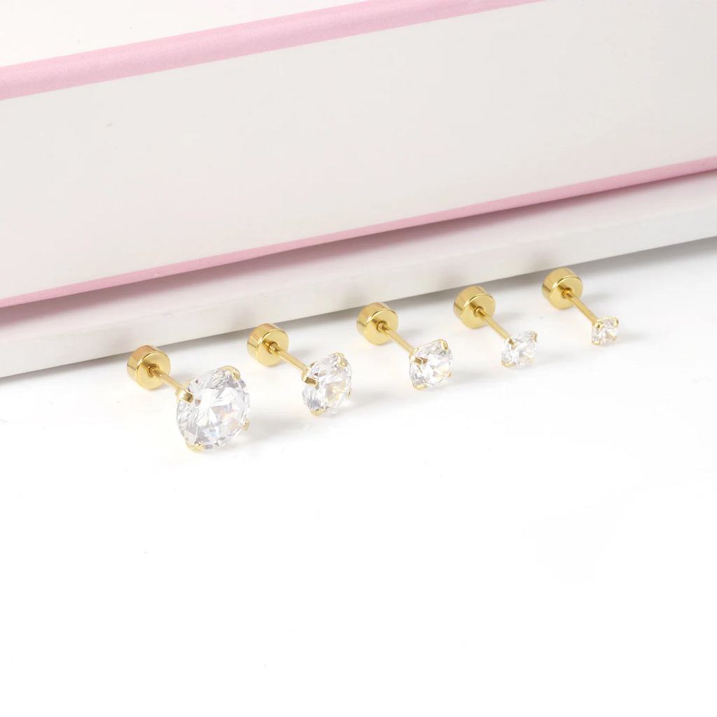 LUXUSTEEL 1Pairs/2Pcs Stainless Steel Crystal Studs Earrings For Women