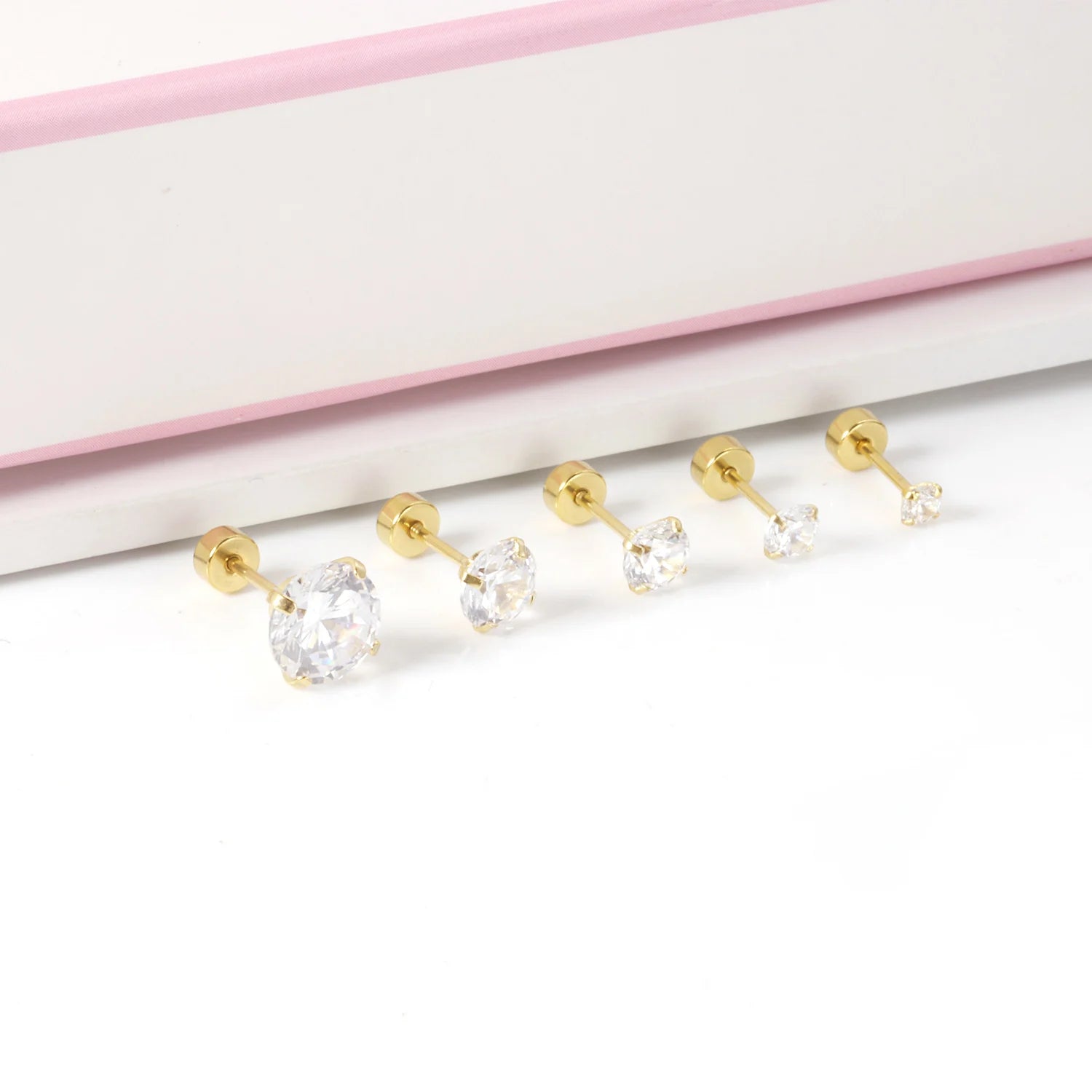LUXUSTEEL 1Pairs/2Pcs Stainless Steel Crystal Studs Earrings For Women
