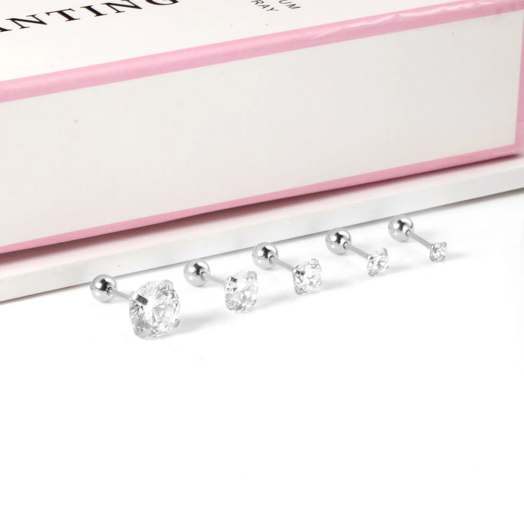 LUXUSTEEL 1 Pairs Shiny Crystal Zircon Stud Earrings For Women Men