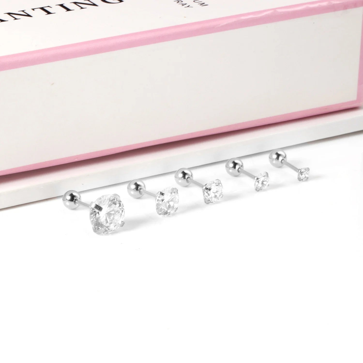 LUXUSTEEL 1 Pairs Shiny Crystal Zircon Stud Earrings For Women Men