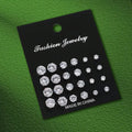 Geometric Six-Claw Heart-Shaped Crystal Zircon Basic Set Ear Studs