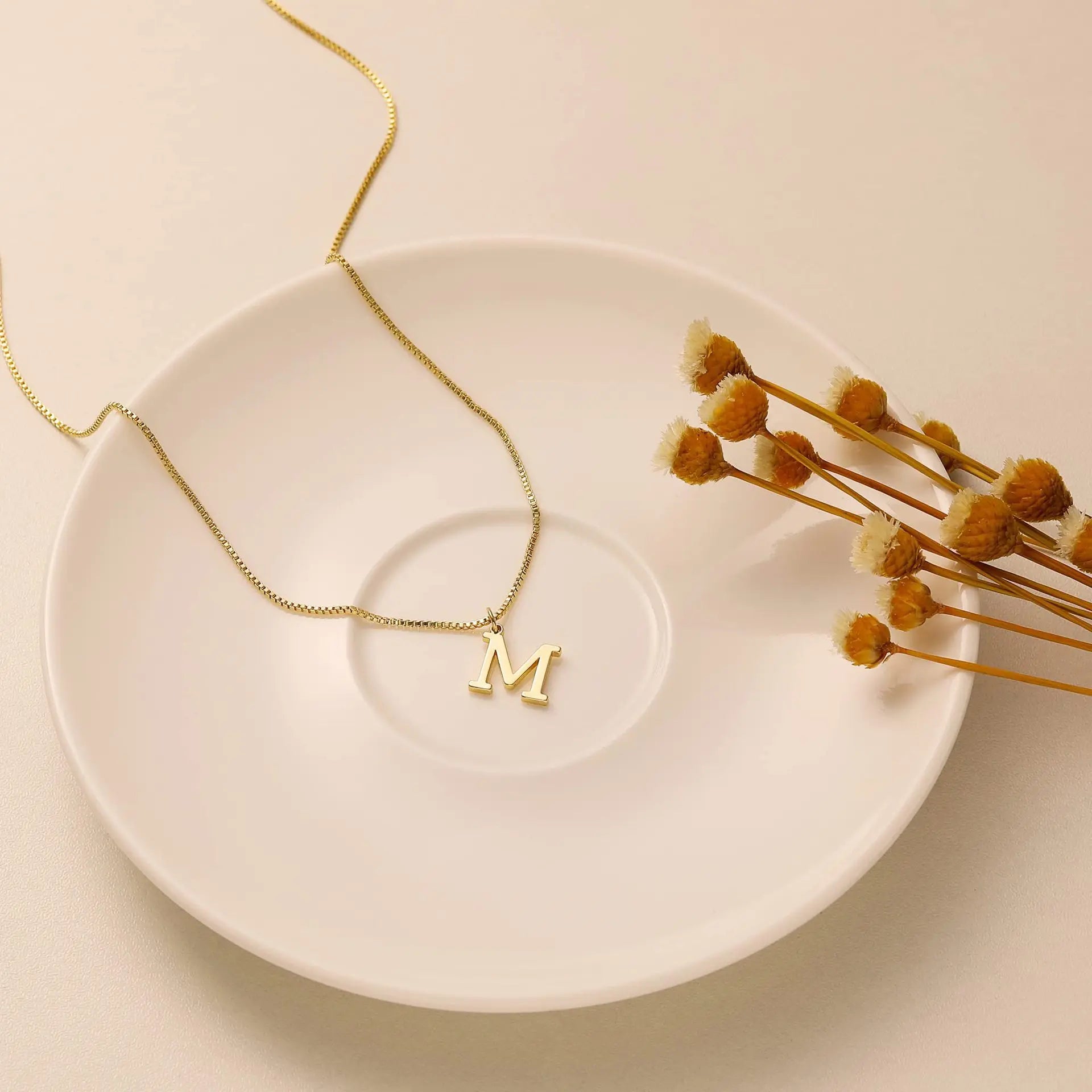 A-Z Initial Necklace 18K Gold Plated Necklace Cute Letter Stainless