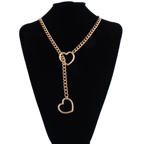 Heart Slip Chain Necklace For Women Fashion Punk Rock Goth Choker