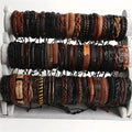 20Pcs Braided Leather Bracelets for Men Women Wrap Wood Beads Cuff