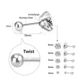 LUXUSTEEL 1Pairs/2Pcs Stainless Steel Crystal Studs Earrings For Women