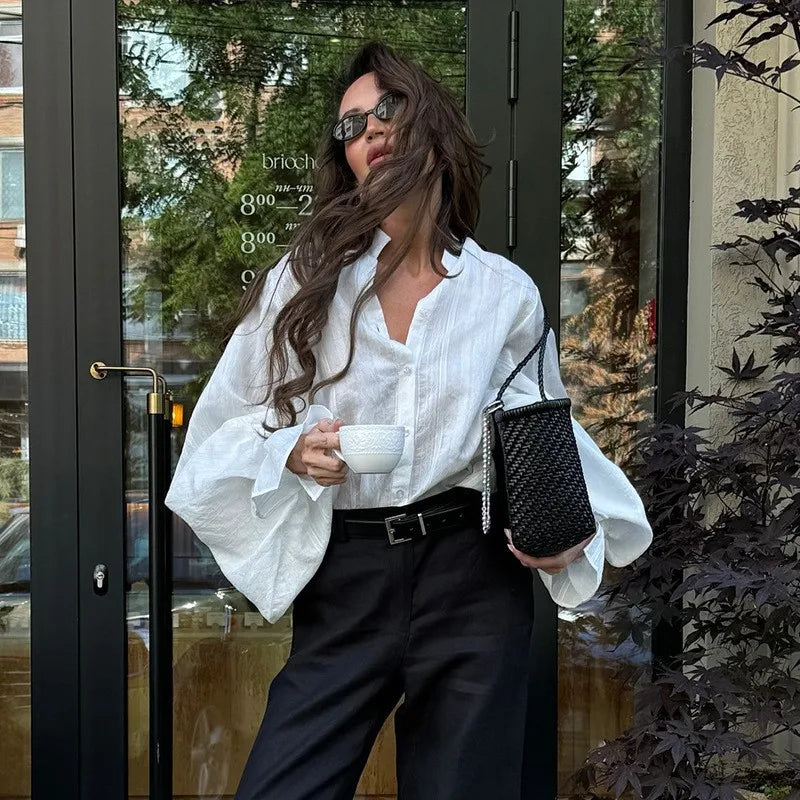 Fashion White Shirts Women Long Sleeve Oversize Blouse 2025 New Spring