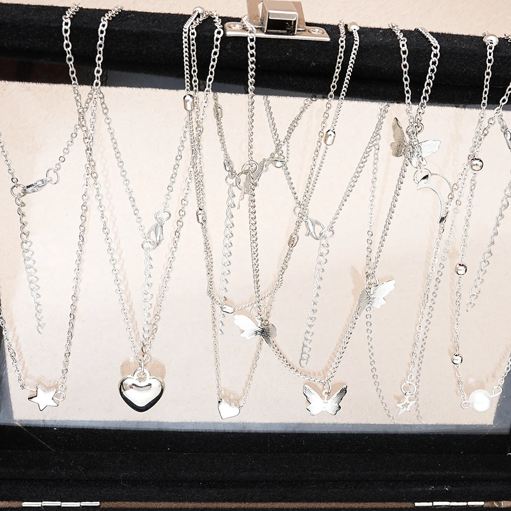 51 Pcs/Set Silver Color Chic Jewelry Set For Women Fashion Butterfly