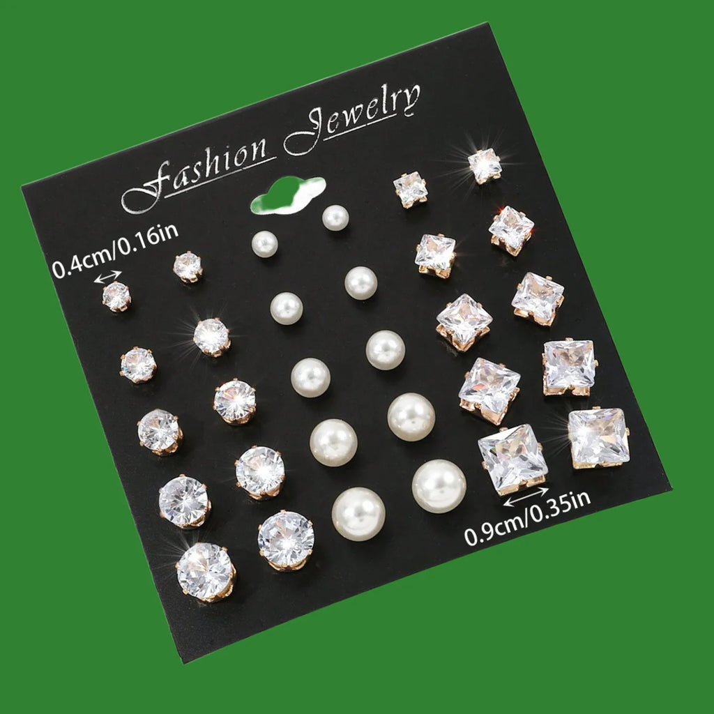 Geometric Six-Claw Heart-Shaped Crystal Zircon Basic Set Ear Studs