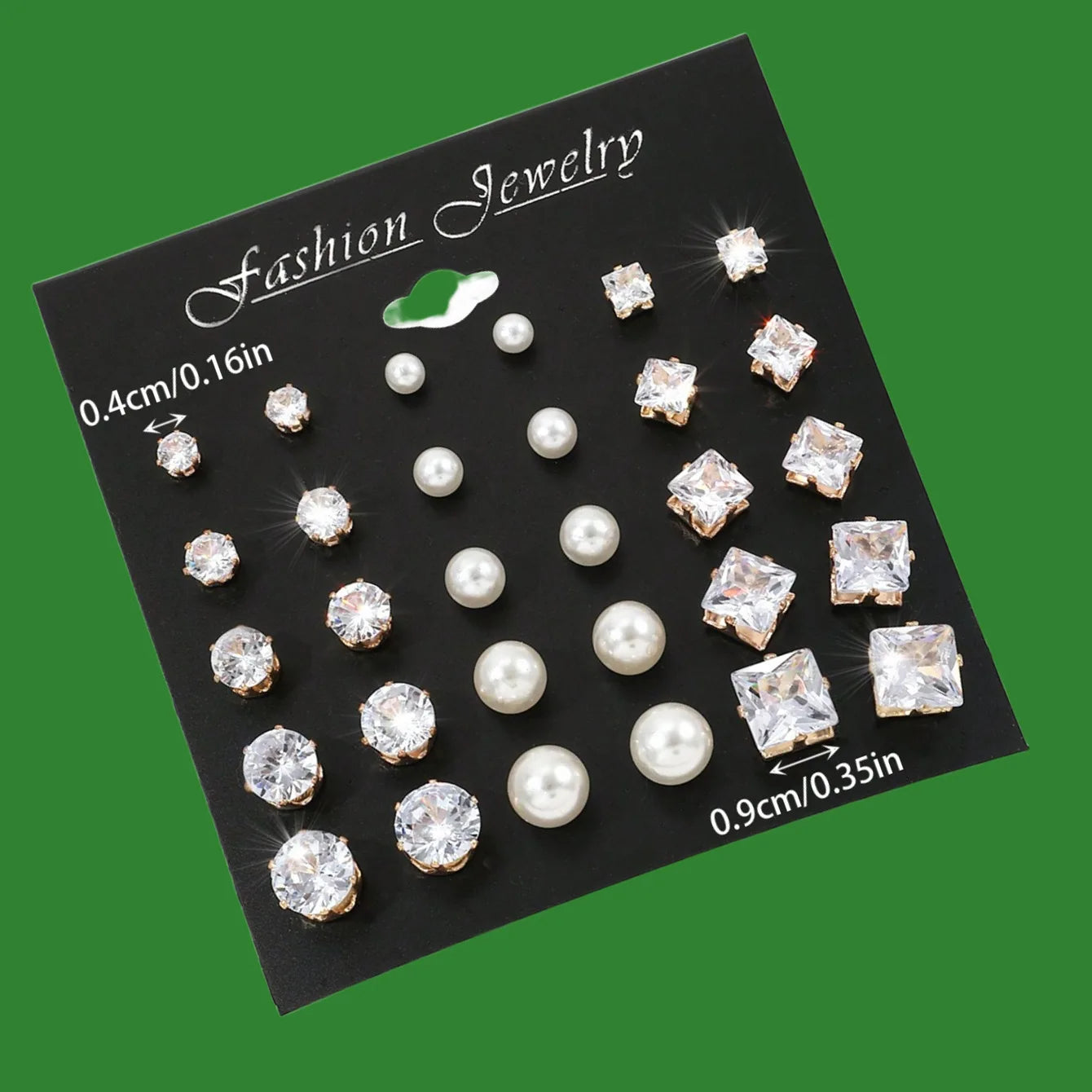 Geometric Six-Claw Heart-Shaped Crystal Zircon Basic Set Ear Studs