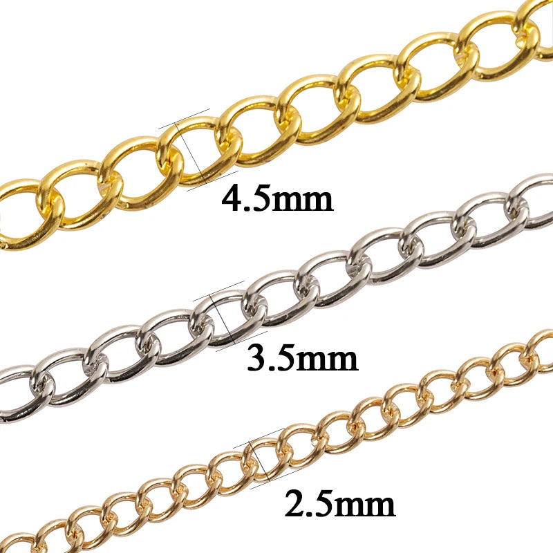 2 Meter Flat 2.5/3.5/4.5mm Extension Thin Chain Metal Chain DIY