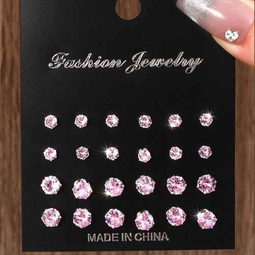 12 Pairs Of Luxurious, Simple, Shiny, And Caring Zirconia Decorative