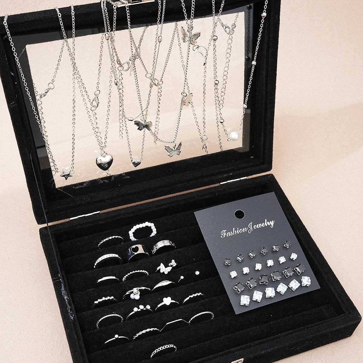 51 Pcs/Set Silver Color Chic Jewelry Set For Women Fashion Butterfly