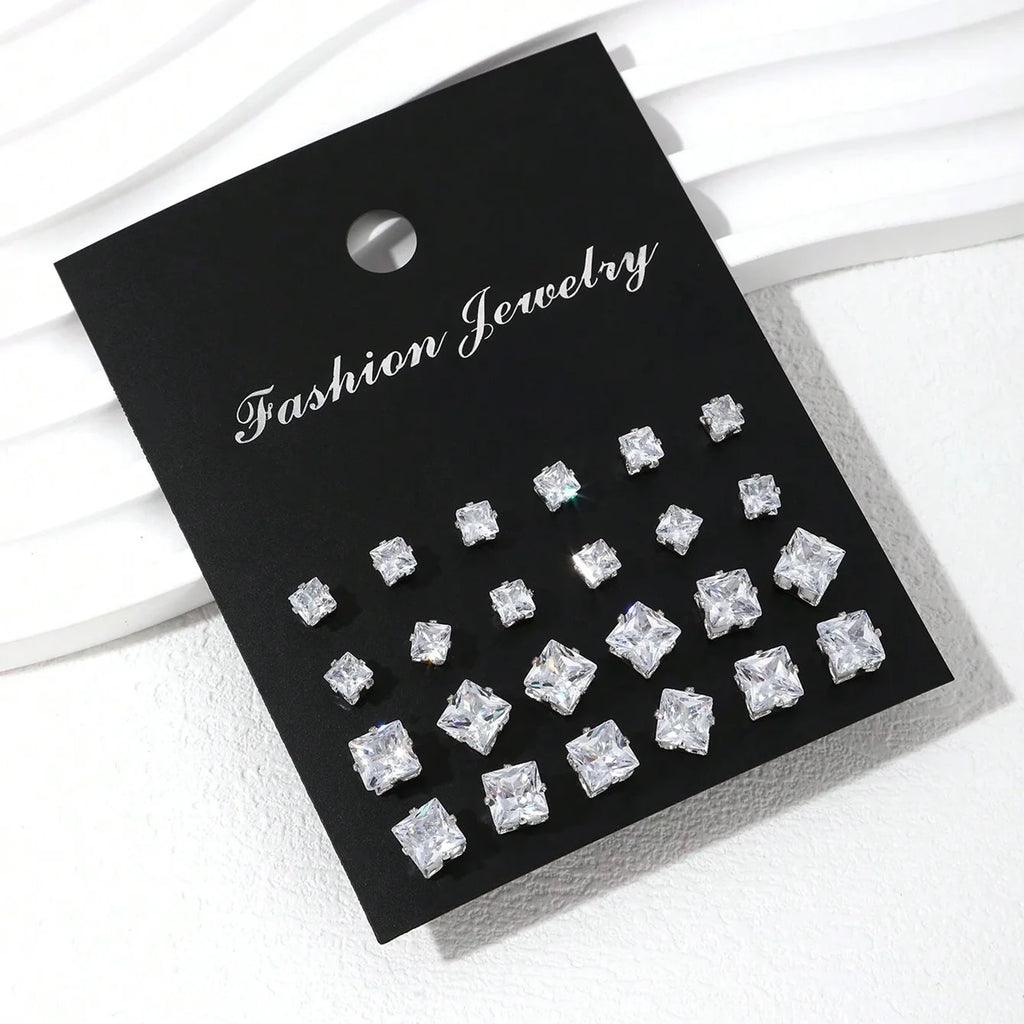 12 Pairs Of Luxurious, Simple, Shiny, And Caring Zirconia Decorative