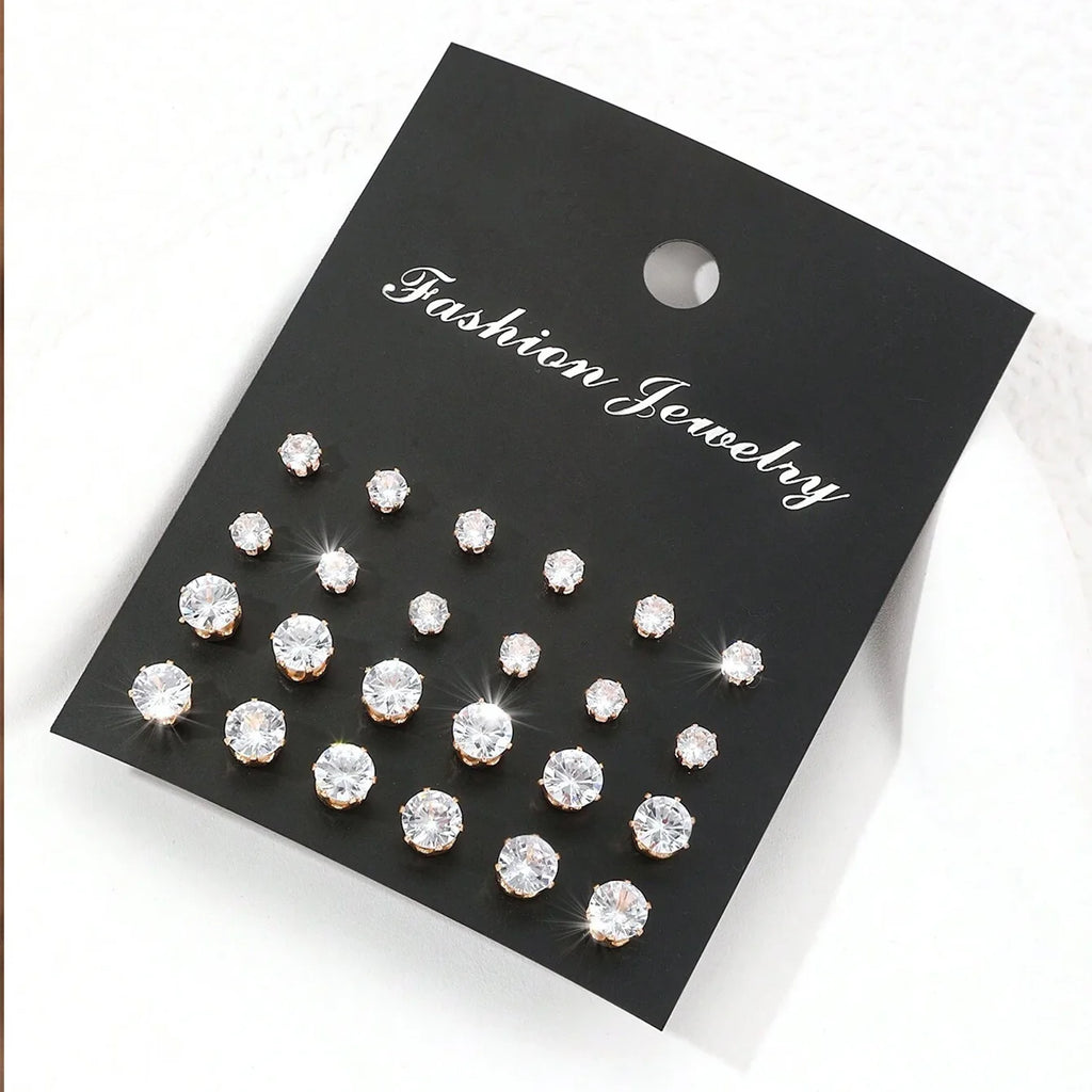 12 Pairs Of Luxurious, Simple, Shiny, And Caring Zirconia Decorative