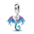 Charm Plata 925 Sterling Silver Colored Bird Feathers Fantasy Flying