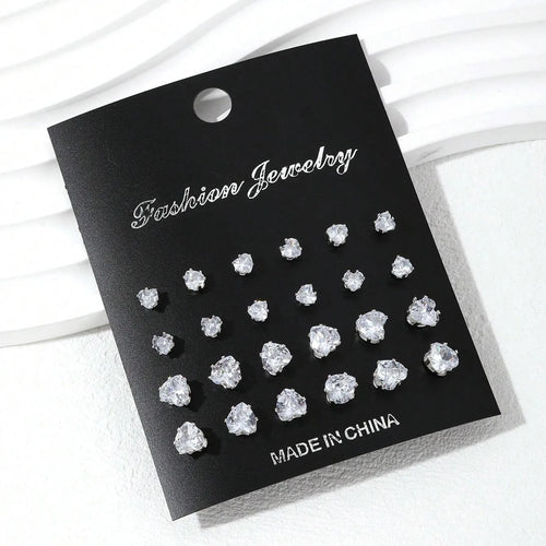 12 Pairs Of Luxurious, Simple, Shiny, And Caring Zirconia Decorative