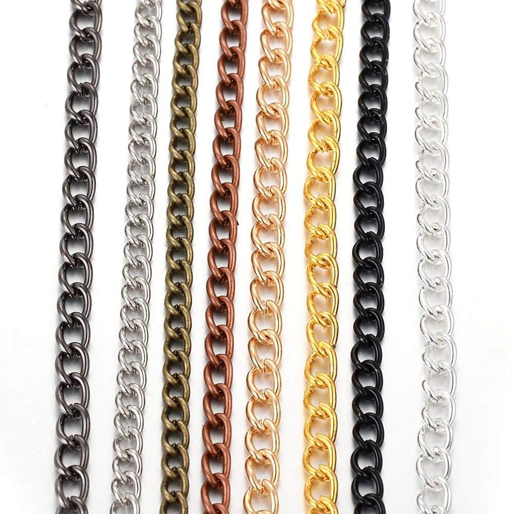 2 Meter Flat 2.5/3.5/4.5mm Extension Thin Chain Metal Chain DIY