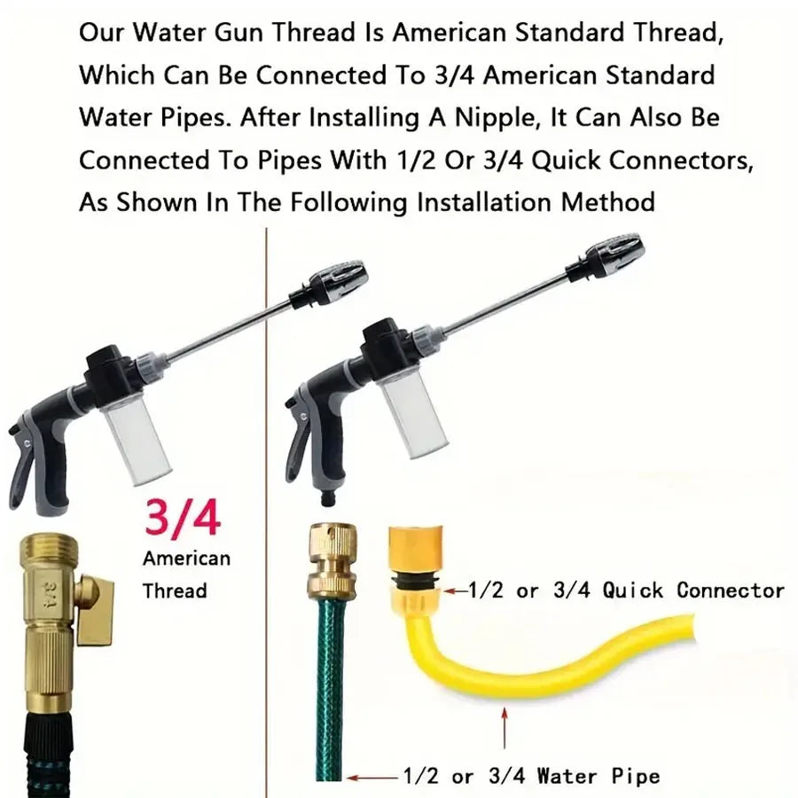 High Pressure Car Wash Water Gun Garden Water Pipe Nozzle,