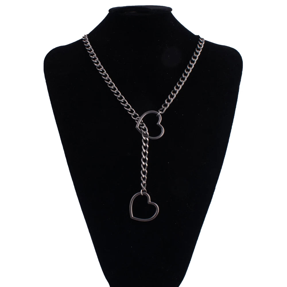 Heart Slip Chain Necklace For Women Fashion Punk Rock Goth Choker