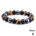 Natural Black Obsidian Hematite Tiger Eye Beads Bracelets Men for