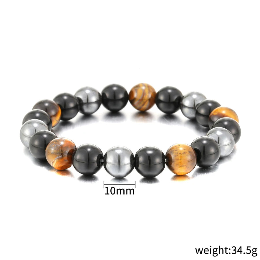 Natural Black Obsidian Hematite Tiger Eye Beads Bracelets Men for