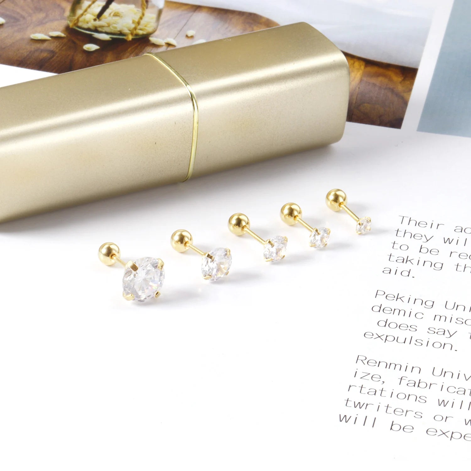 LUXUSTEEL 1 Pairs Shiny Crystal Zircon Stud Earrings For Women Men