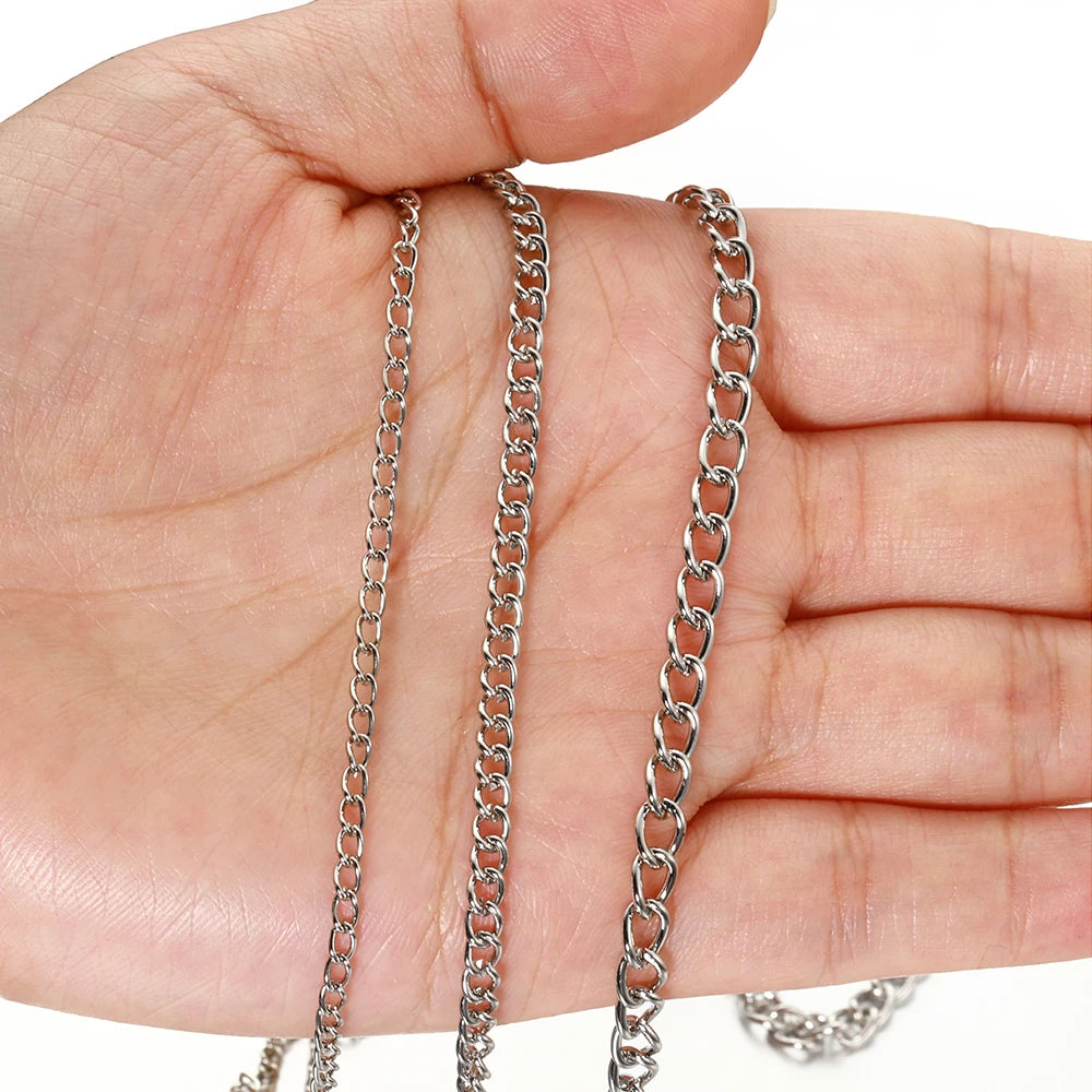 2 Meter Flat 2.5/3.5/4.5mm Extension Thin Chain Metal Chain DIY