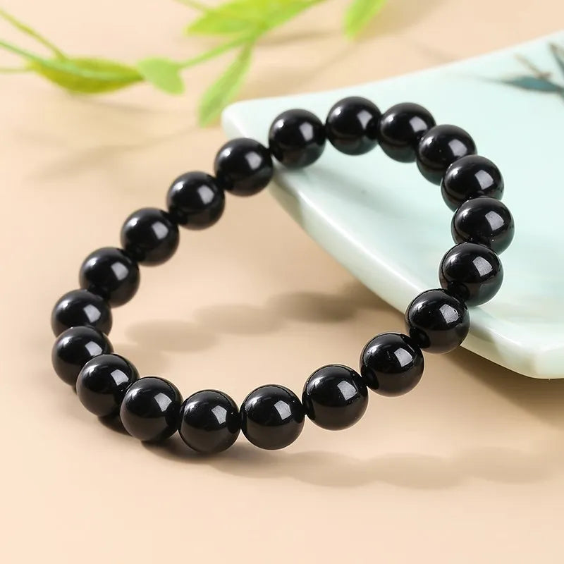JD Natural Stone 7A Black Tourmaline Bead Bracelets Women Healing