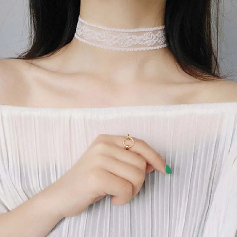 Short Lace Choker Nekclace for Women Girl Black White Color Fashion