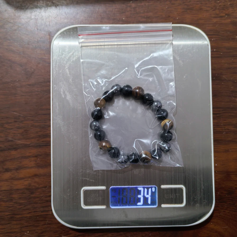 Natural Black Obsidian Hematite Tiger Eye Beads Bracelets Men for