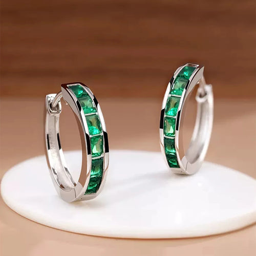 Huitan Classic Design Women Hoop Earrings Full with Princess Square CZ
