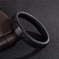 Retro Men's Leather Open Bangle, Simple Multi-Size Woven Leather Hand