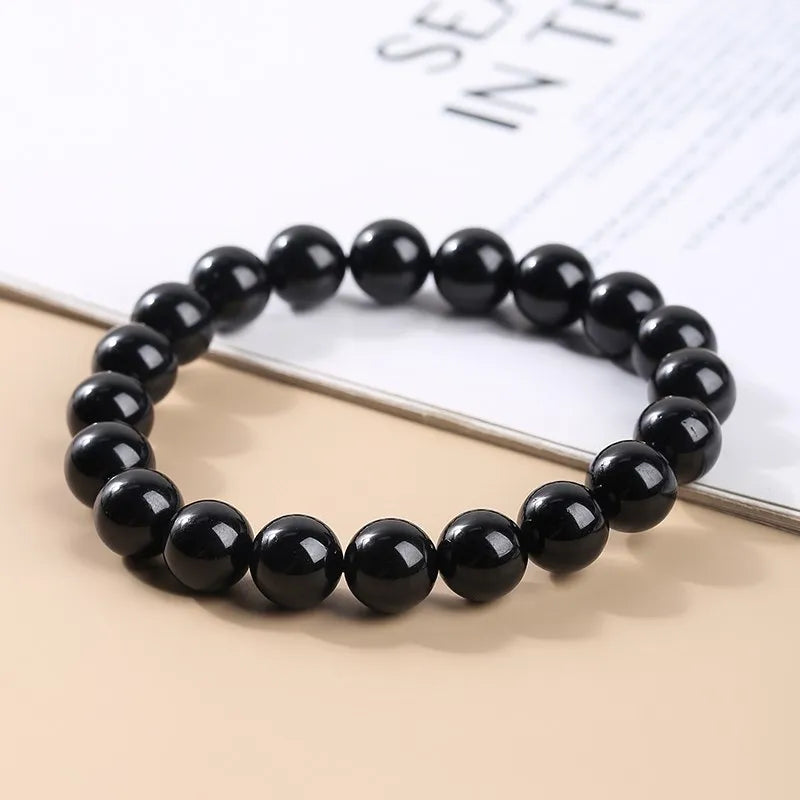 JD Natural Stone 7A Black Tourmaline Bead Bracelets Women Healing