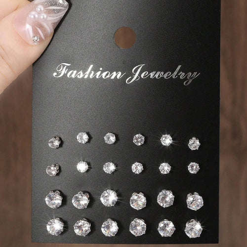 12 Pairs Of Luxurious, Simple, Shiny, And Caring Zirconia Decorative