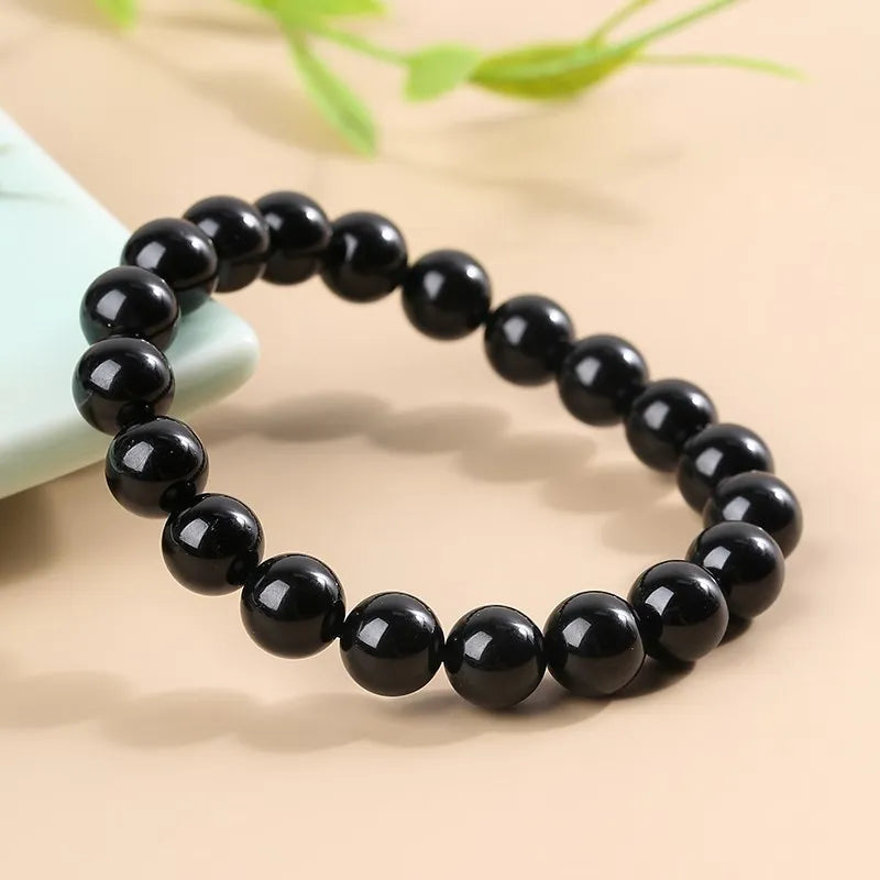 JD Natural Stone 7A Black Tourmaline Bead Bracelets Women Healing