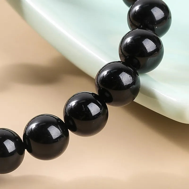 JD Natural Stone 7A Black Tourmaline Bead Bracelets Women Healing