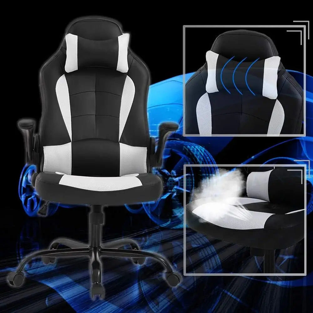 PC Gaming Chair Ergonomic Oice Chair Desk Chair with Lumbar Support lip Up Arms rest PU Leather Executive High Back Computer Cha