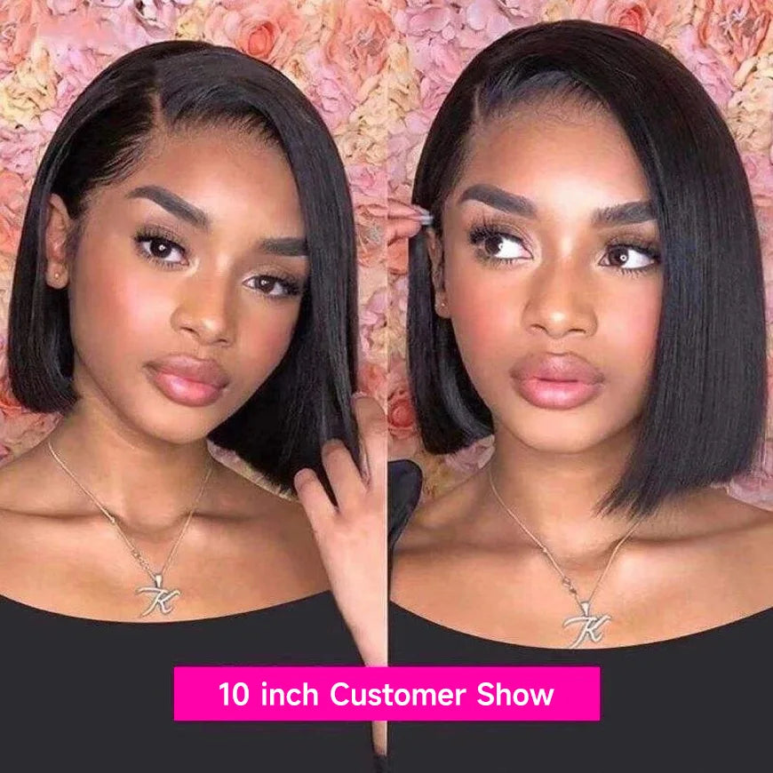 250% Density Bone Straight 13x4 Bob Lace Frontal Wig Human Hair Raw Vietnamese Double Drawn Lace Front Human Hair Wigs For Women