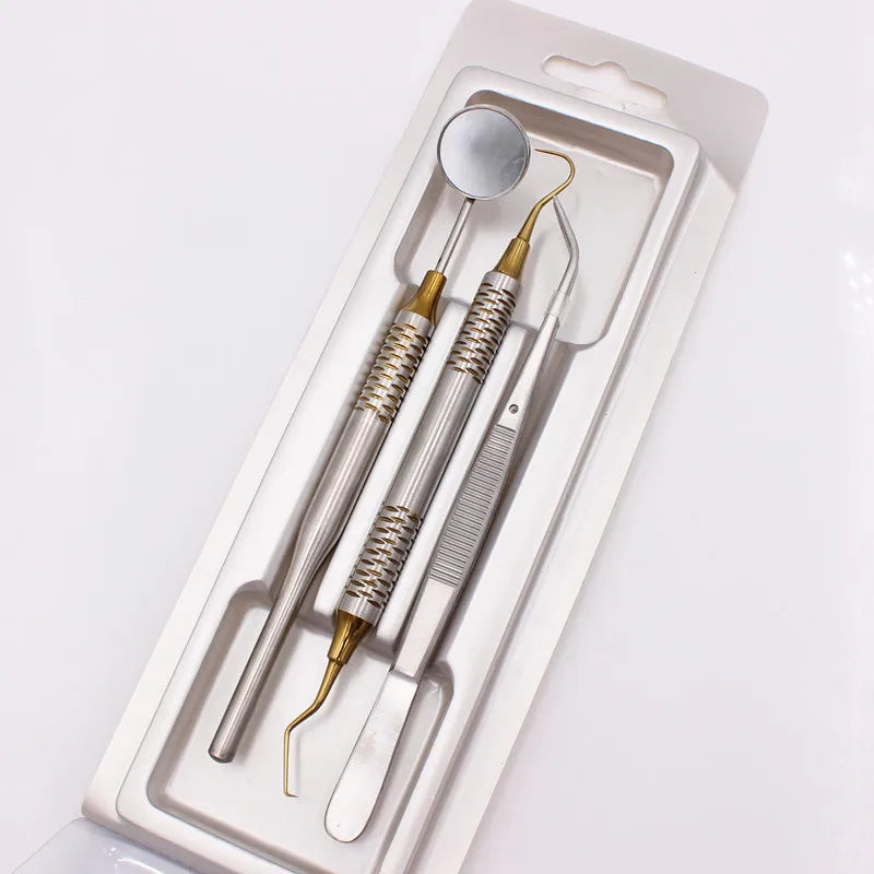 3pcs/pack Stainless Steel Dental Tools Kit Dentistry Lab Mouth Mirror Dentists Pick Tool Teeth Scaler for Teeth Whitening Kit